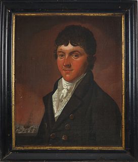 Charles Delin Oil on Canvas "Portrait of a Ship Captain"