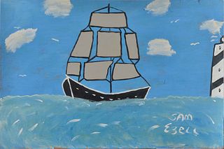 Sam Ezell Folk Art Painting (pirate ship)