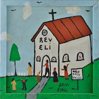 Sam Ezell Folk Art Painting (church)