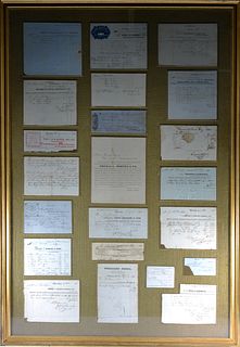 Framed Collection of Stocks and Bonds 