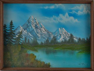 Mountain Scene Painting signed ATA