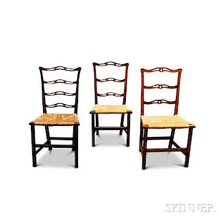 Three Chippendale Maple Ribbon-back Side Chairs