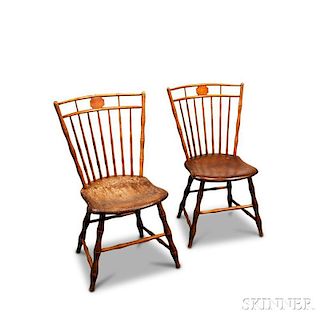 Pair of Bamboo-turned Birdcage Windsor Side Chairs