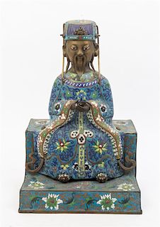 * A Cloisonne Figure of a Scholar Height 18 1/2 inches.