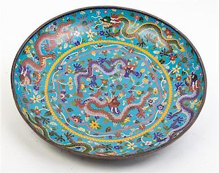 * A Pair of Cloisonne Chargers Diameter 17 1/2 inches.