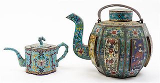 * A Group of Cloisonne Articles Height of largest teapot 10 1/4 inches.