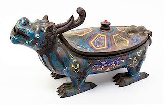 * A Large Cloisonne Model of a Mythical Beast Length 21 1/2 inches.