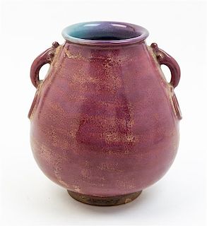 * A Flambe Pottery Vase Height 12 inches.