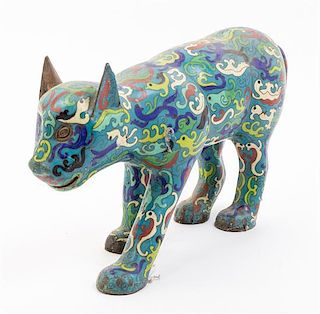 * A Cloisonne Model of a Striding Beast Width 15 inches.