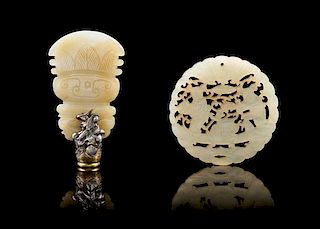 * Two Carved Hardstone Articles Height of larger 2 3/8 inches.