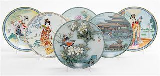 * A Set of Forty-Nine Chinese Transfer Decorated Plates Diameter of plates 9 inches.