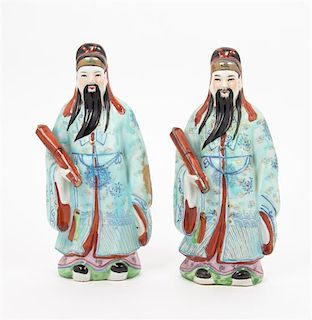 A Pair of Chinese Porcelain Figures Height 10 inches.