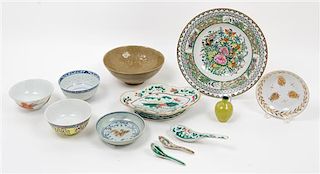 * A Collection of 18 Chinese Porcelain Articles Diameter of largest 10 inches.