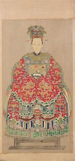 * A Chinese Ancestor Portrait Height of 56 x width 32 inches.