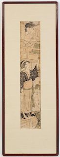 A Japanese Woodblock Print Height 24 x width 4 1/2 inches.