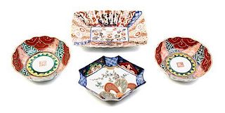 Four Imari Decorated Articles Width of widest 8 1/4 inches.