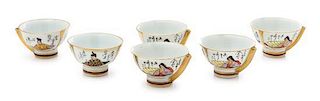 A Group of Six Diminutive Japanese Cups Height 1 1/4 x diameter 1 7/8 inches.