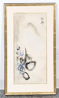 * A Japanese Scroll Height 27 x width 12 1/4 inches.