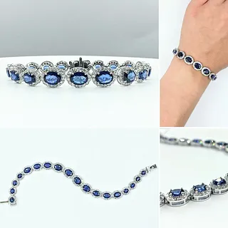 Beautiful Sapphire & Diamond Halo Bracelet