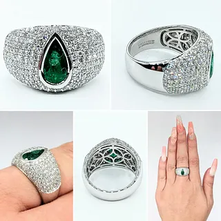 Sparkling Emerald & Diamond Pave Dress Ring
