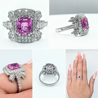 Intense Pink Sapphire & Diamond Cocktail Ring