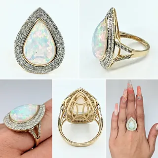 Opulent Ethiopian Opal & Diamond Cocktail Ring