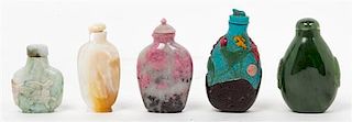 * A Set of Five Snuff Bottles Height of tallest 2 1/2 inches.