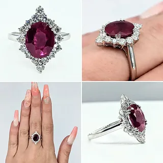 Burmese Ruby & Diamond Dress Ring - Platinum