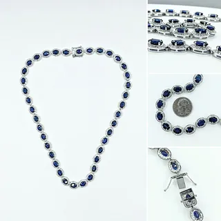 33.70ctw Sapphire & Diamond Riviere Necklace