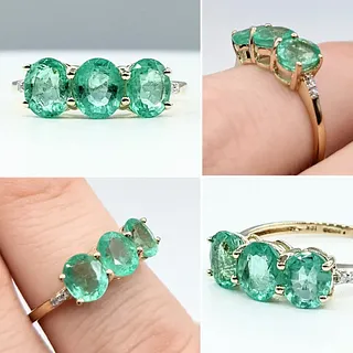 Light Green Emerald & Diamond Dress Ring