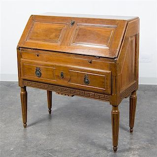 * A Neoclassical Style Slant Front Secretary Desk Height 41 1/4 x width 39 3/8 x depth 18 inches.