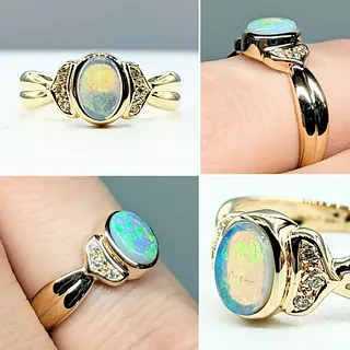 Beautiful Opal & Diamond Dress Ring