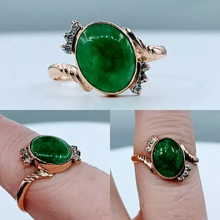 Jade, Diamond & 18K Gold Dress Ring