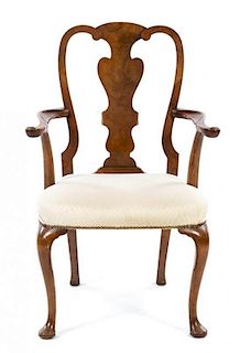 * A George I Style Walnut Open Armchair Height 38 inches.