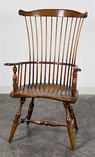 An American Oak Comb-Back Windsor Chair Height 46 1/2 inches.