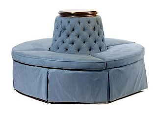 An Upholstered Circular Banquette Height 44 x diameter 70 1/2 inches.