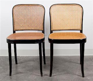A Pair of Italian Bentwood Side Chairs Height 31 1/4 x width 17 1/2 x depth 17 3/4 inches.