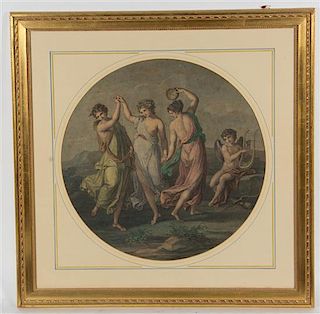 * A Pair of Hand Colored Engravings Diameter 16 1/2 inches