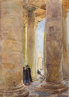 * Hy (Henry) Sandham, (Canadian, 1842-1910), Figures Beside Columns