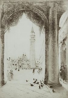 Edgar Chahine, (French, 1874-1947), Venise la Basilica di San Marco,1923