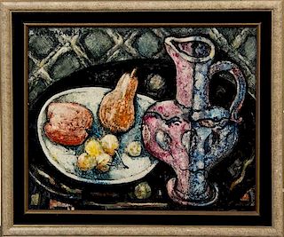 Enrico Campagnola, (American, 1911-1984), Still Life of Fruit and Pitcher