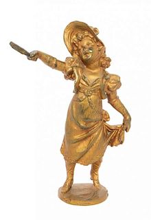 A Continental Gilt Bronze Figure Height 5 1/8 inches.