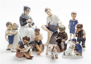* A Collection of Danish Porcelain Figures Height of tallest 9 1/8 inches.