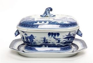 * A Mottahedeh Covered Tureen and Stand Width of stand 16 inches.