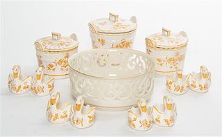 * A Collection of Italian Ceramic Table Articles, retailed by Tiffany and Co. Height of tallest 4 inches.
