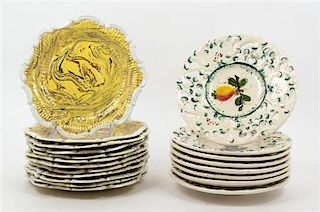 * A Group of Italian Dessert Plates Diameter 8 inches.