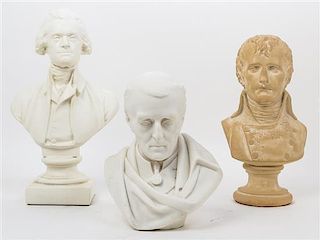 Three Historic Busts Height of tallest 13 1/2 inches.
