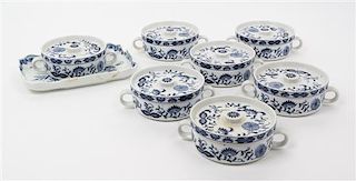 A Collection of Blue and White Porcelain Articles Width of largest 9 1/2 inches.