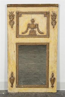 A Painted and Parcel Giltwood Mirror Height 41 x width 22 1/2 inches.