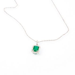 Effy Emerald and Diamond Necklace in 14K